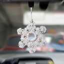 7 x Handmade Crochet Snowflake Rear View Mirror Accessories, Cute Car Hanging Ornament for Women's Interior Decor/Home Pendants