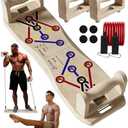 Foldable Push Up Board with Resistance Bands- Eco-Friendly Wooden Multi-Functional Portable Push Up Bar for Fitness, Professional Strength Training Equipment for Men & Women at Home Gym