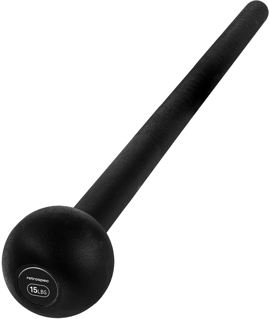 Retrospec Revolve Steel Macebell for Strength Training, Rehabilitation, Stretching, Conditioning and Rotational Training - 15lb Options for Women & Men (Matte Black)