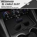 Muslogy Front Center Console Organizer & Cup Holder Inserts Compatible with 2021-2024 GMC Yukon Chevy Tahoe Suburban Accessories Front & Rear Silicone Drink Holder 2PCS & Middle Console Removable Lid