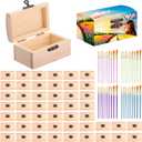 Chumia 48 Pcs Unfinished Wooden Craft Boxes with Paintbrushes Small Wooden Boxes Small Treasure Chest with Lid and Clasp Wood Storage Box for DIY Baby Shower Pirate Decor, 3.5 x 2.2 x 1.8 Inch