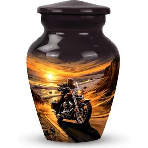 Motorcycle Funeral Small Urn for Ashes Adult Male - Burial Urns for Men Ashes - Cremation Urn - Keepsake Urns for Human Adult Female - Mini Human Keepsake for Mom & Dad 3 Inch