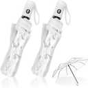 2 Pack Wedding Umbrellas, Lightweight Folding Clear, Pop-on, Stylish, Adult, Rain, Perfect for Travel, Dating, Shopping (transparently)
