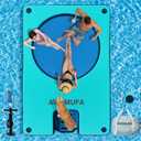 AWEMUFA 12ft x 8ft Inflatable Dock Platform Floats with Boat Ramp, Floating Dock with Mesh Inflatable Raft Island Water Hammock, Tanning Pool Lounger Water Mat for Family Party Pool Beach Ocean