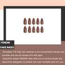 2 x Coffee Brown Press on Nails Almond Medium Fake Nails Solid Color Full Cover Artificial False Nail Glossy Manicure Glue on Acrylic Nail for Women