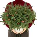 RICHMYC Christmas Branches Norfolk Pine Stems 17.7 Inch 12 Pcs, Artificial Cedar Pine Stems Faux Greenery Pine Picks for Vase DIY Garland Wreath Home Decoration