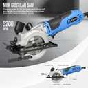 Mini Circular Saw, 6Amp 5200RPM Corded Circular Saw with Rip Guide, 24T TCT Wood Blade & 60T HSS Metal Blade 1.67" Cutting Depth at 90, 1" at 45 for Bevel Cuts, for Wood, Thin Metal, PVC