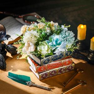 Tioncy Book Shaped Vase for Flowers Stack Magic Book Shaped Flower Pot Home Decoration Gifts for Wedding Gift Birthday Bridal Showers Home