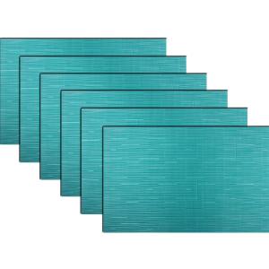PIGCHCY Placemats,Washable Durable Vinyl Woven Table Mats,Elegant Heat Resistant Placemats for Dining Table Set of 6 (18 x 12 inches, Turquoise)