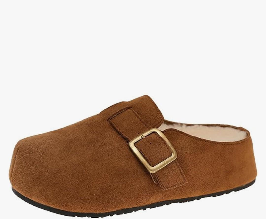 leece-lined Closed-toe Slippers, Women's Autumn And Winter Slip-on Cotton Slippers, 7M