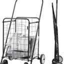 Elevon Foldable Shopping Utility Cart, Collapsible Durable Grocery Utility Cart with Rolling Wheels for Easy Storage, Laundry, Book, Luggage Travel, Compact Portable, Black