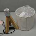 HAITRAL Small Bedside Table Lamp - Wooden Tripod Nightstand Lamp for Bedroom, Living Room, Office, Farmhouse, Home with Fabric Shade, White