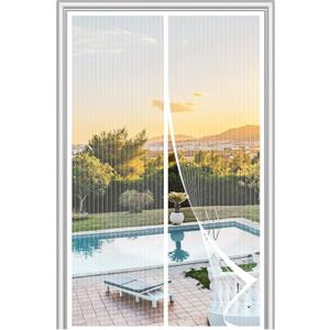 METAONLY Magnetic Screen Door Mesh Fits 72" x 80" Door - Curtain Size 74" x 82", Works for Patio, Sliding Door, Keeps Bug Mosquito Out, Fresh Air Flow, White