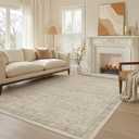Nakagishi Neutral 5x7 Area Rugs for Living Room Washable Rug, Vintage Brown