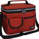 opux Insulated Lunch Box for Men Women Kids, Leakproof Reusable Lunch Bag Cooler for Work School Office, Soft Thermal Lunchbox Tote with Shoulder Strap for Boys Girls Adults, Heather Red, 14 Can/8L