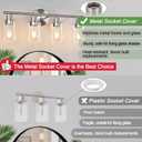 4-Light Bathroom Light Fixtures, Brushed Nickel Modern Vanity Lights Over Mirror with Clear Glass Shade, Bathroom Wall Lamp for Mirror Kitchen Living Room Hallway Cabinet Porch Bedroom Reading room