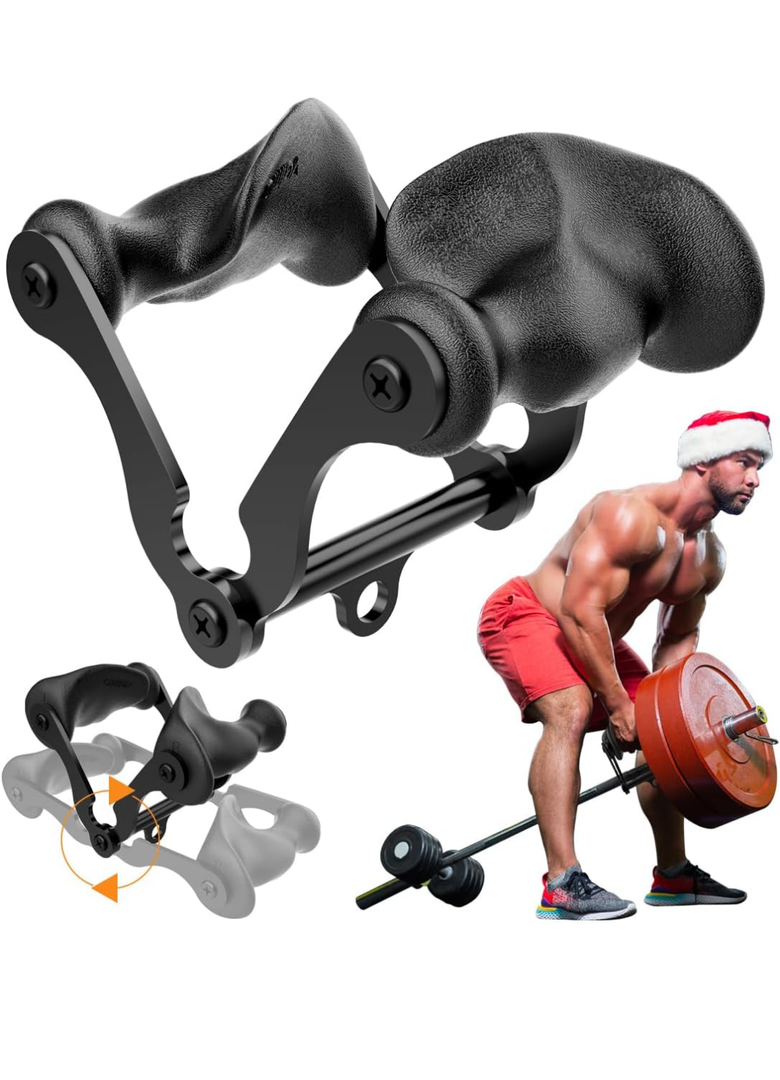 V Bar T-Bar Row Landmine Handle Attachment for Barbell Bars, Solid Mine Double D Row Handle Grips with Non-Slip Rubber Grips, T-Row Attachment for Olympic Strength Training Bars
