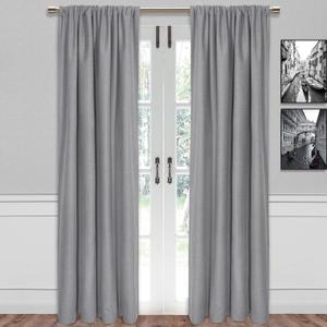 SUNBLK Rod Pocket Back Tab Panel, 52x84 in, Gray