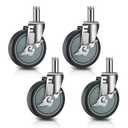 5 inches Stem Casters for Wire Shelving Racks, Heavy Duty Wheels with Brake Set of 4 Swivel Casters Scaffolding Wheel Replacement (.864" x 2-3/16")