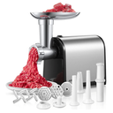 Electric Meat Grinder, Sausage Stuffer with 3 Sausage Tubes, 2 Blades, 3 Plates, 3200W Max, Meat Grinder Heavy Duty for Home Kitchen Use, Stainless Steel (Black)