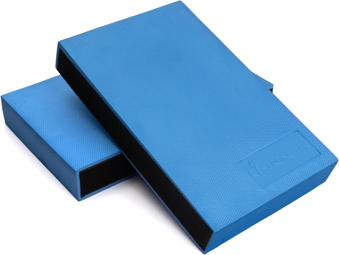 StrongTek 2-in-1 Non-Slip Balance Pad - High-Density Foam Cushion, Supportive Exercise Mat & Knee Pad for Core Training, Yoga, Pilates, Physical Therapy, Stability Training, Stretching, and Rehab (Extra large, BLUE)