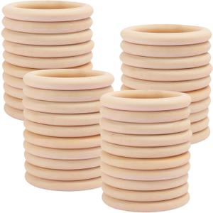 40 Pack Unfinished Wooden Rings Natural 3.1 inch Wood Craft Rings for DIY Crafts, Jewelry Making, Macrame & Home Decor