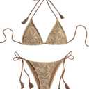 ZAFUL 2 Piece Triangle Bikini for Women Knitted Rope Halter Bikini Sets Sexy Bathing Suit Side Tie Swimsuits Beachwear