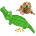 PETKN Squeaky Dog Toys for Aggressive Chewers, Dog Chew Toys for Medium and Large Dogs,Tough Alligator Natural Rubber Dog Teething Chew Toy