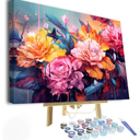 TUMOVO Flowers Framed Paint by Numbers for Adults Blooming Floral DIY Oil Paint by Number Kits on Canvas Blossom Adult Paint by Number with Brushes Acrylic Painting Art Crafts 16"x20"