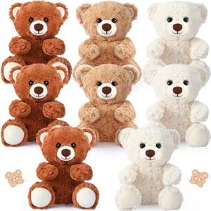 Liliful 8 Pieces 8 Inch Bear Stuffed Animal Bulk Stuffed Animals Gift Plush Toys Bear Party Favors for Baby Shower Centerpieces Wedding Birthday Party Gifts Supplies(Mixed Color)