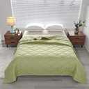 Summer Quilt Summer Blanket Lightweight Blanket for All-Season Summer Ventilation Cool Quilt Plain Printed Washed Blanket (Green)
