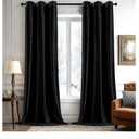 ANRODUO Black Velvet Curtains 96 Inches Long Blackout Thermal Insulated Soundproof Curtain Privacy Room Darkening Curtains Grommet Window Drapes for Bedroom Living Room 42 x 96 Inch Set of 2