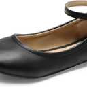 DREAM PAIRS Girls Dress Shoes Girl's Ballerina Flat Ankle Strap Ballet Flats (Toddler/Little Kid/Big Kid) (Black, Size 1 Kid)
