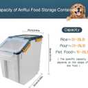AnRui Flour Storage Container 25lb, Grain Storage Bucket, Airtight Rice Cereal Dispenser Organizer Box with Lid, Wheat Berry Storage Bin with Measuring Cup, Scoop, Wheels, 2Pcs Blue, Large, 2 Pack