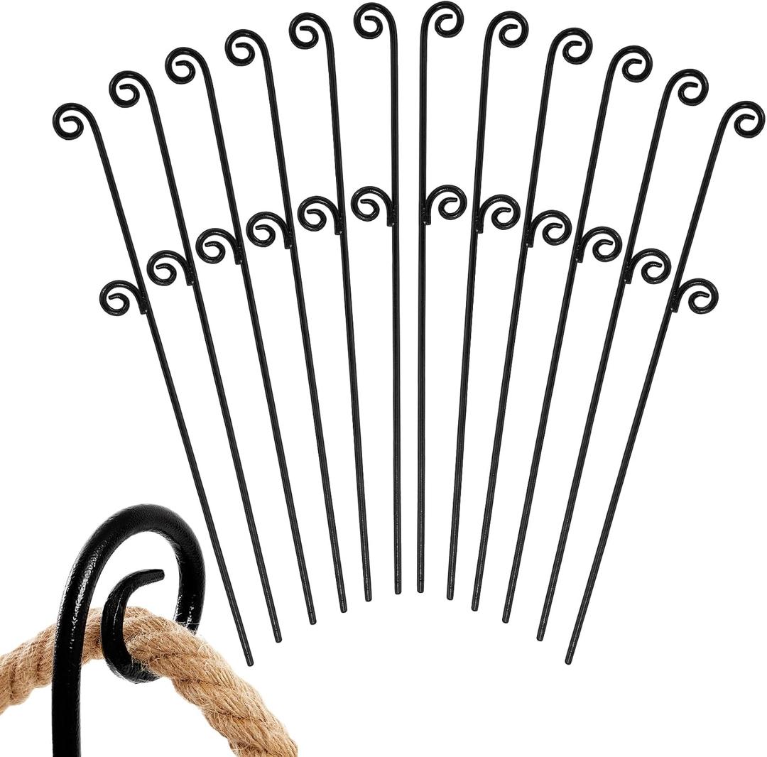 Ferraycle 12 Pcs 48 Inches/4 ft Three Rope Poles/Stakes for Creating a Rope Border Around Flower Beds, Fence, Trees, Garden, Walkways, Fountains