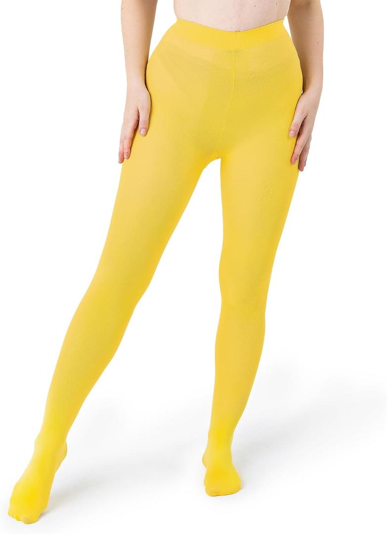 Silky Toes Women's 60D Soft Opaque Tights 1-2 Pairs -Black White And Colored Stockings for Women (Yellow)