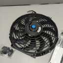 12" inch Slim Fan Pull Electric Radiator Cooling Fans 12V Mount Kit Unversal Black