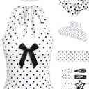 25 PCS Women Y2K Polka Dots Halter Top with Polka Dots Accessories