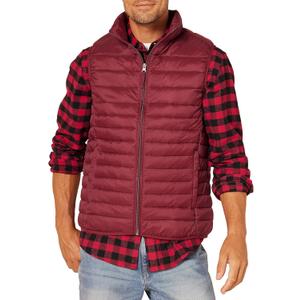 Amazon Essentials Mens Lightweight Water-Resistant Packable Puffer Vest (Medium, Dark Red)