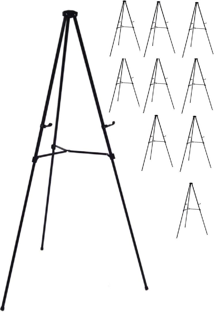 Lightweight Aluminum Telescoping Display Easel, 70 Inches, Black (10)