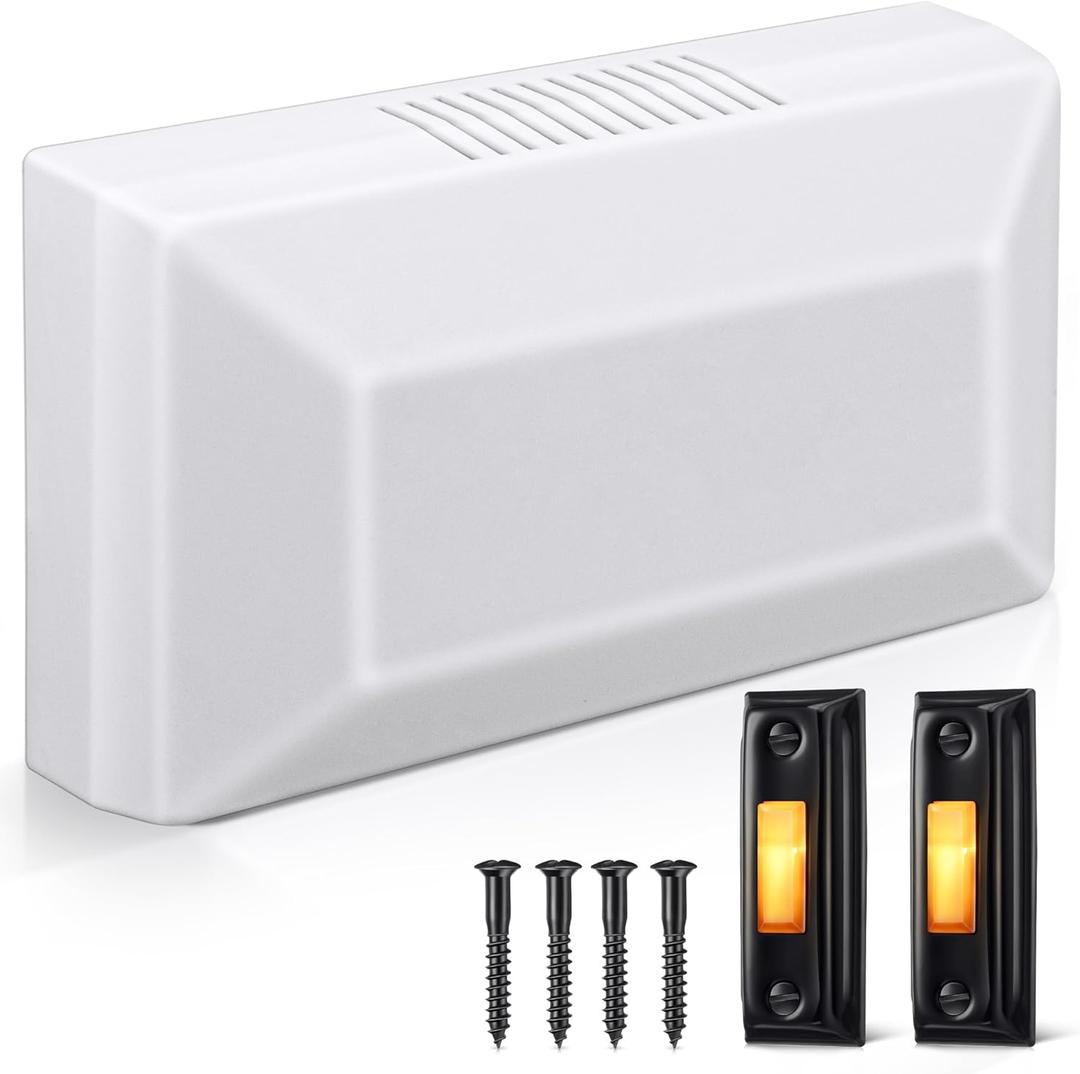 Saillong Wired Door Bell Chime Kit with 16V 10VA Two Note Lighted Metal Doorbell Buttons and Doorbell Chime Cover for Home Wall Inside, Compatible with Most Brand Doorbells, Black (Hill Style)