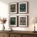 Framed William Morris Canvas Wall Art, 4 Piece Vintage Botanical Floral Bird Wall Art Decor, Retro Strawberry Thief Painting Artwork for Living Room, Bedroom, Bathroom, Office, Dining Room, 8x10