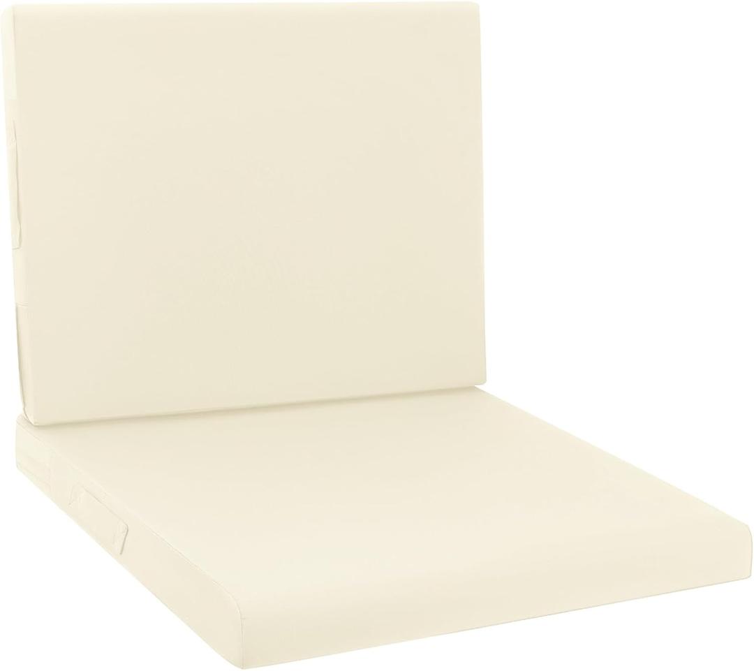 HEBE Outdoor Deep Seat Cushion Set,Waterproof Patio Chair Cushions & Back Cushion for Patio Furniture with Fade Resistant Removable Cover,for Sofa Couch,Beige (Seat 22x22 In + Back 22x19 In)