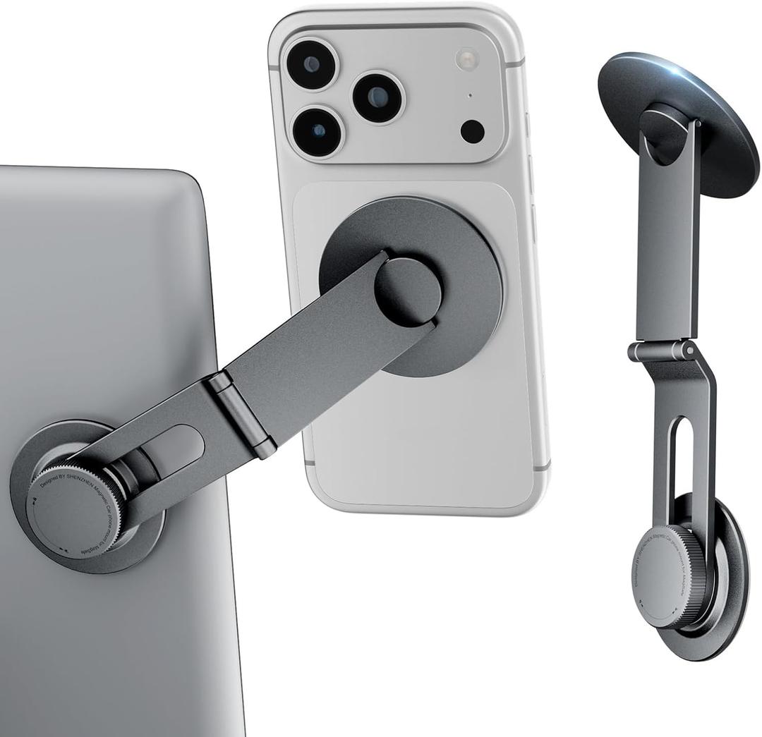 CloudValley Tesla Model 3/Y Phone Mount, Magnetic Car Metal Holder with Strong Magnet Power,Foldable & Extendable Hidden DesignTesla Screen Stand for 3/Y/S/X/Cybertruck, Designed for MagSafe iPhone