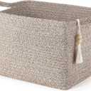 Mkono Woven Storage Basket, Cube Cotton Rope Basket for Shelves, Clothes, Toys, Towels, Books, Rectangle Bin with Handles for Organizing, Decorative Gift, 13'' x 10'' x 9'', Brown (1 Pack)