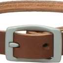 Bridle Leather Rolled Dog Collar, 17" (15 - 18 in., 3/4 in. width), Brown