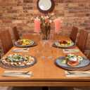 Sumerflos 304 (18/8) Stainless Steel Dinner Plates, 10" Round Salad Plates, Serving Plate for Home Kichten, Outdoor Camping, Snack, Pizza and BBQ - Set of 4