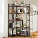 Corner Bookshelf, 5-Tier L-Shaped Bookcase, Corner Shelf with Metal Frame, Industrial Tall Display Shelf, for Living Room, Home Office, Bedroom, Rustic Brown TSJ12BF, 47.2"L x 9.3"W x 65.5"H