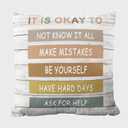 Inspirational Quotes Its ok to Be Yourself Boho Pillowcase Inspirational Gifts for Women and Motivational Quotes Pillowcase for Bedroom Classroom Flannel Cushion Cover for Sofa 18x18 Inch (04color)