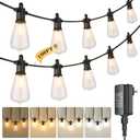 Kawaya Outdoor String Lights for Patio - ST38 Outside IP64 Waterproof Hanging Light with 2700k~6000k Dimmable - 100FT Led Edison Lights for Cafe Bistro Yard Gazebo Porch